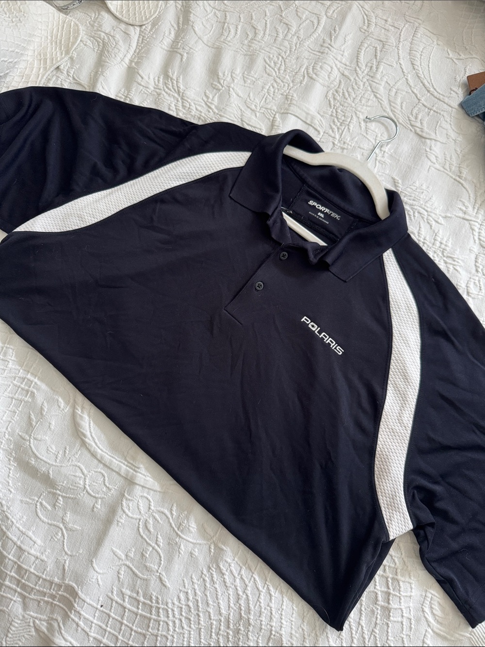 Sport-Tek Black and White Men’s Polo with Polaris Embroidery